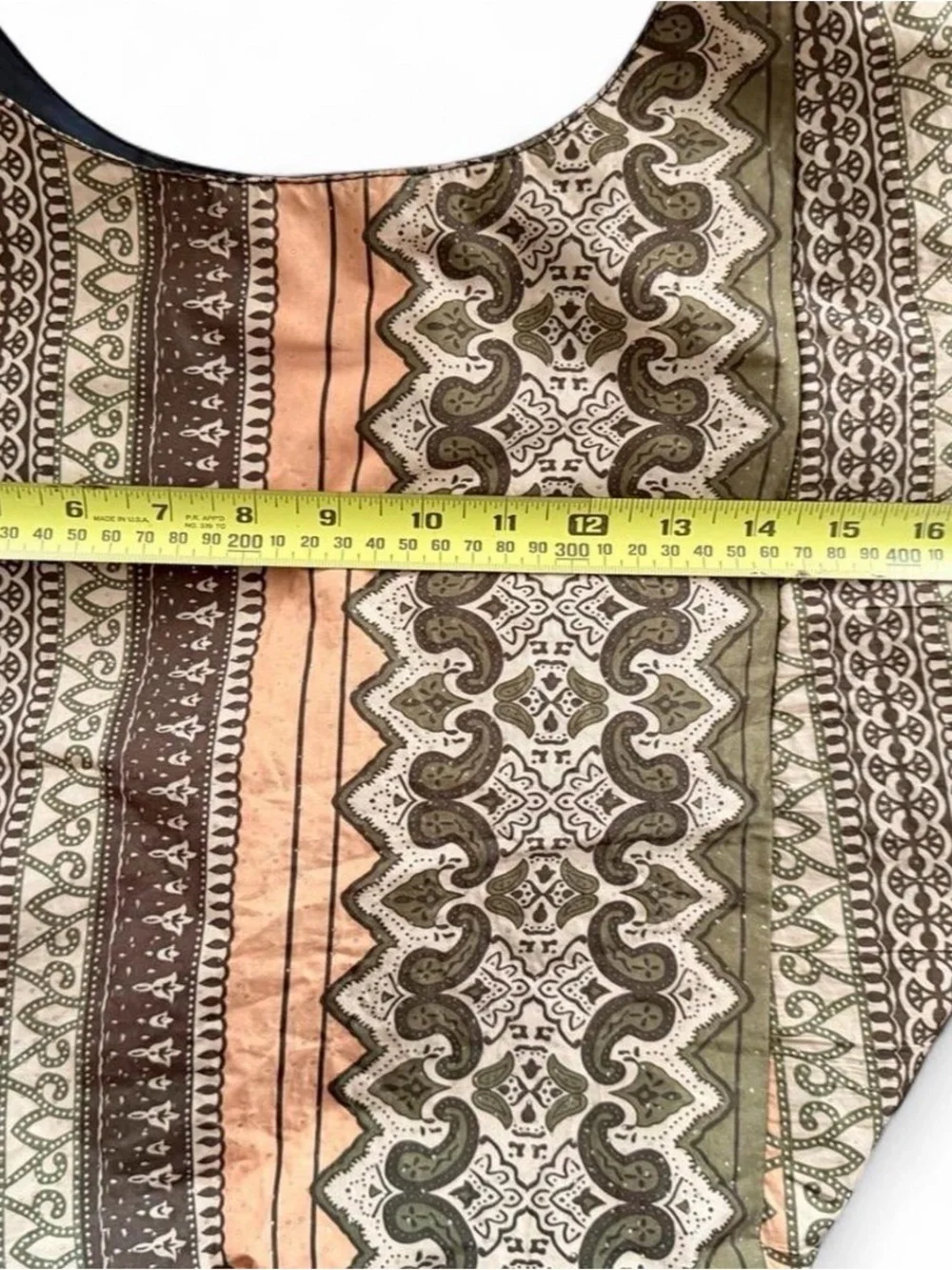 Y2K Bohemian Patterned Hobo Bag in Brown and Olive